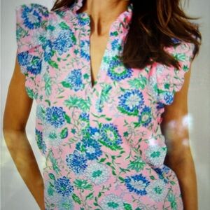 NWT Klaudie Ruffle Sleeve Cotton Top Size M.